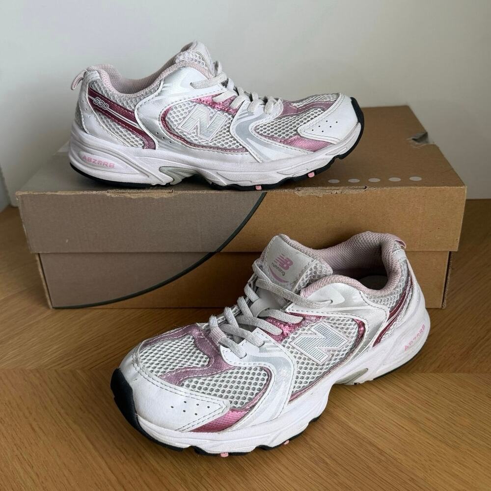 New Balance 530 Metallic Pink/White Kids Sneakers- SZ 2.5 Y